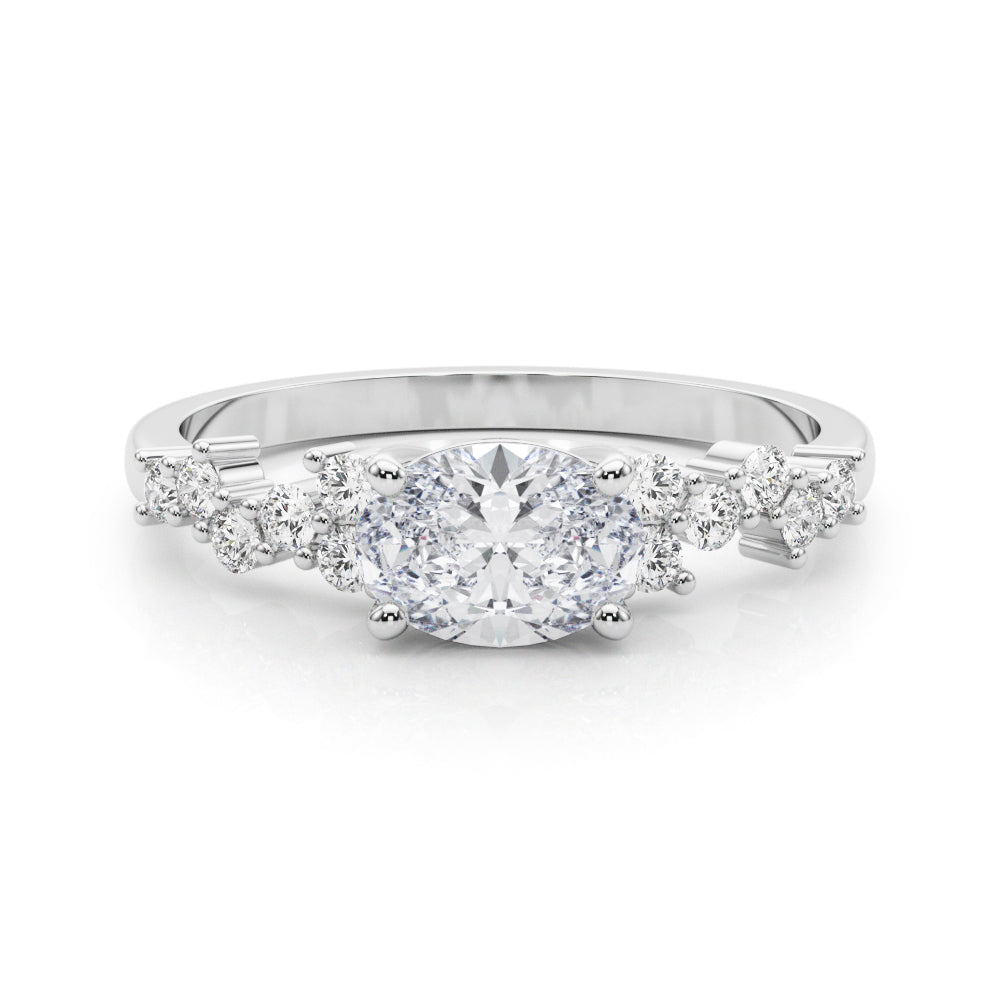 Oval 14kt White Gold Semi-Mount Engagement Ring Setting - 0.25 cttw Diamonds