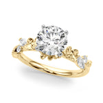 Exquisite 14kt Yellow Gold Flower Diamond Engagement Ring with 1/5 ct TW SI1-SI2 G-H Diamonds