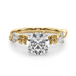 Exquisite 14kt Yellow Gold Flower Diamond Engagement Ring with 1/5 ct TW SI1-SI2 G-H Diamonds