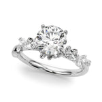 Exquisite 14kt Yellow Gold Flower Diamond Engagement Ring with 1/5 ct TW SI1-SI2 G-H Diamonds