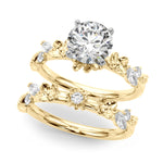 Exquisite 14kt Yellow Gold Flower Diamond Engagement Ring with 1/5 ct TW SI1-SI2 G-H Diamonds