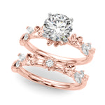 Exquisite 14kt Yellow Gold Flower Diamond Engagement Ring with 1/5 ct TW SI1-SI2 G-H Diamonds