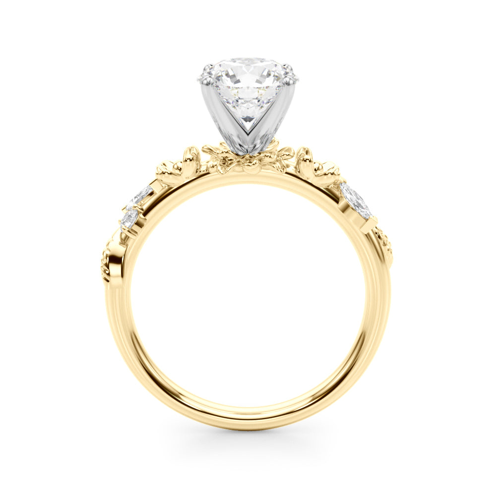 Exquisite 14kt Yellow Gold Flower Diamond Engagement Ring with 1/5 ct TW SI1-SI2 G-H Diamonds
