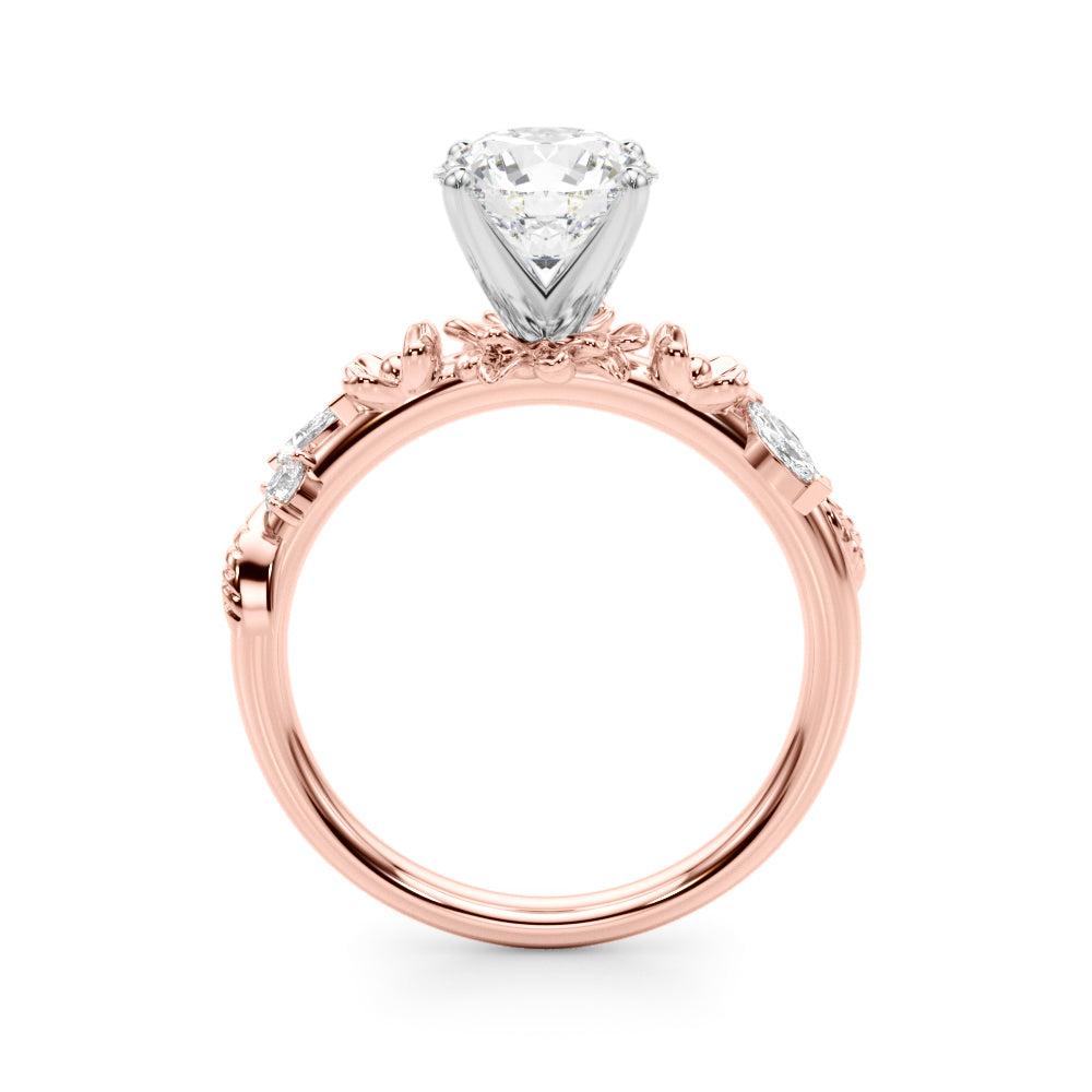 Exquisite 14kt Yellow Gold Flower Diamond Engagement Ring with 1/5 ct TW SI1-SI2 G-H Diamonds