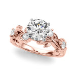 Exquisite 14kt Yellow Gold Floral Leaf Diamond Engagement Ring - Style 