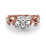 Exquisite 14kt Yellow Gold Floral Leaf Diamond Engagement Ring - Style 