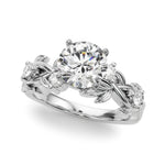 Exquisite 14kt Yellow Gold Floral Leaf Diamond Engagement Ring - Style 