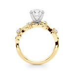Exquisite 14kt Yellow Gold Floral Leaf Diamond Engagement Ring - Style 