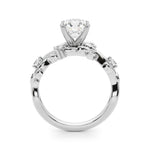 Exquisite 14kt Yellow Gold Floral Leaf Diamond Engagement Ring - Style 