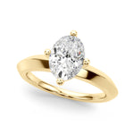 Elegant 14k Yellow Gold Knife Edge Solitaire Engagement Ring - Oval Setting (8x6mm)