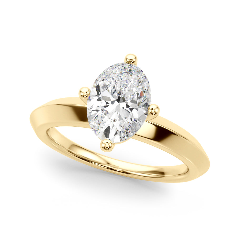Elegant 14k Yellow Gold Knife Edge Solitaire Engagement Ring - Oval Setting (8x6mm)