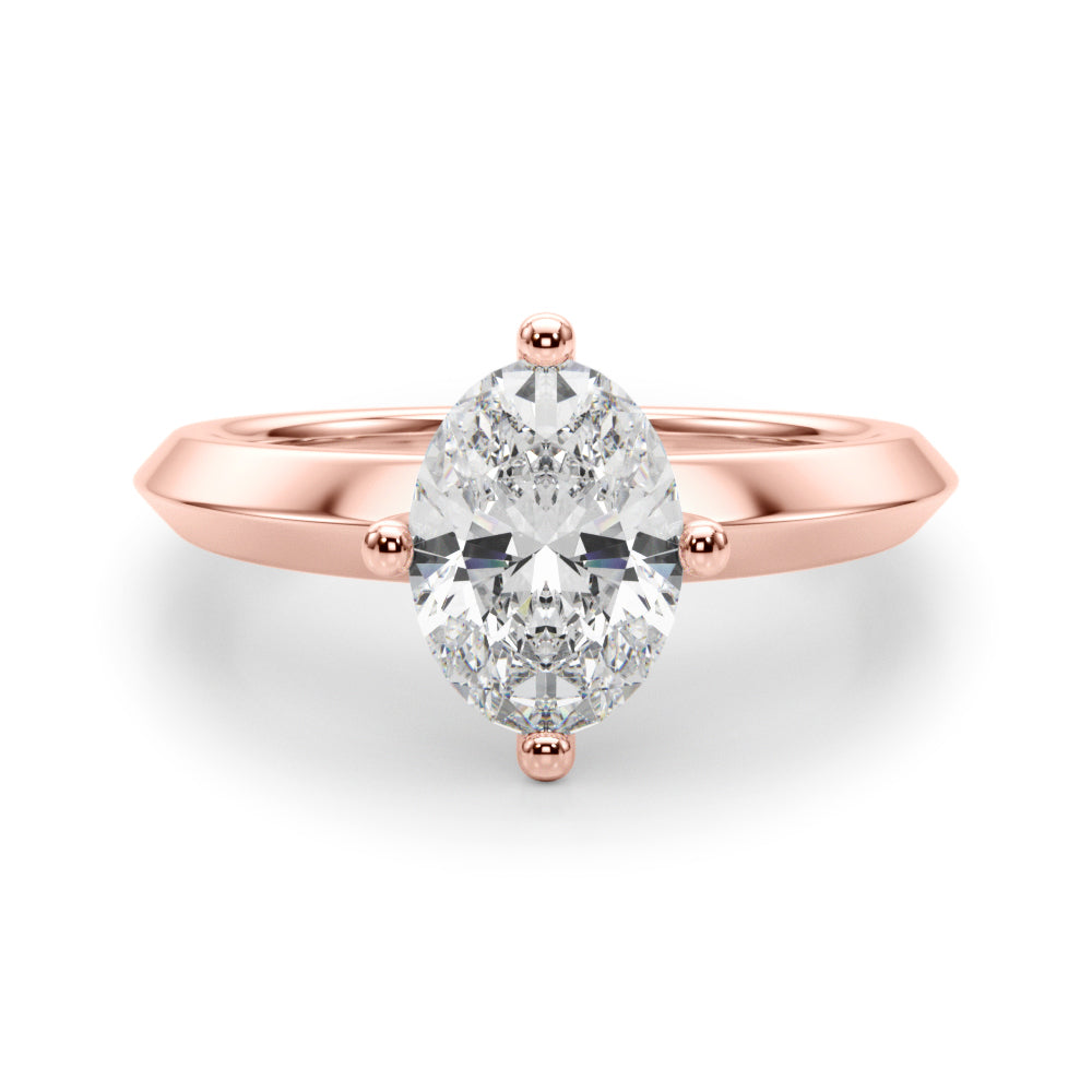 Elegant 14k Yellow Gold Knife Edge Solitaire Engagement Ring - Oval Setting (8x6mm)