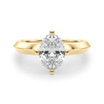Elegant 14k Yellow Gold Knife Edge Solitaire Engagement Ring - Oval Setting (8x6mm)
