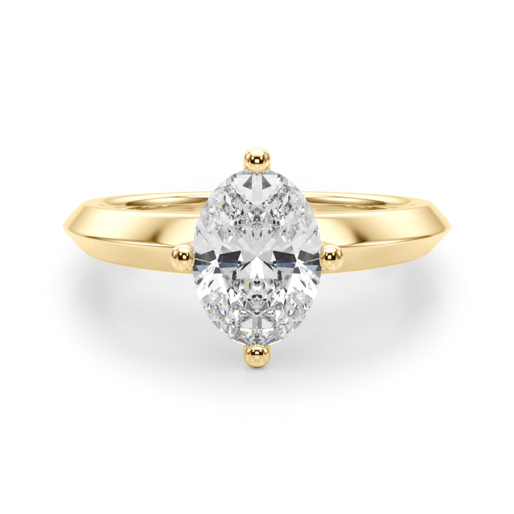 Elegant 14k Yellow Gold Knife Edge Solitaire Engagement Ring - Oval Setting (8x6mm)
