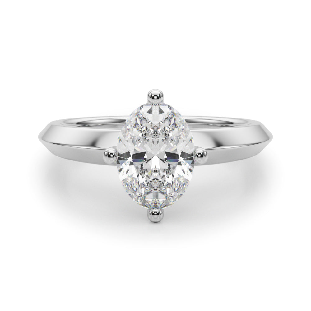 Elegant 14k Yellow Gold Knife Edge Solitaire Engagement Ring - Oval Setting (8x6mm)