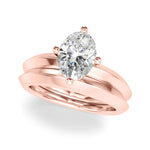 Elegant 14k Yellow Gold Knife Edge Solitaire Engagement Ring - Oval Setting (8x6mm)