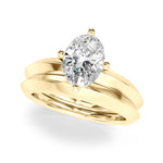 Elegant 14k Yellow Gold Knife Edge Solitaire Engagement Ring - Oval Setting (8x6mm)