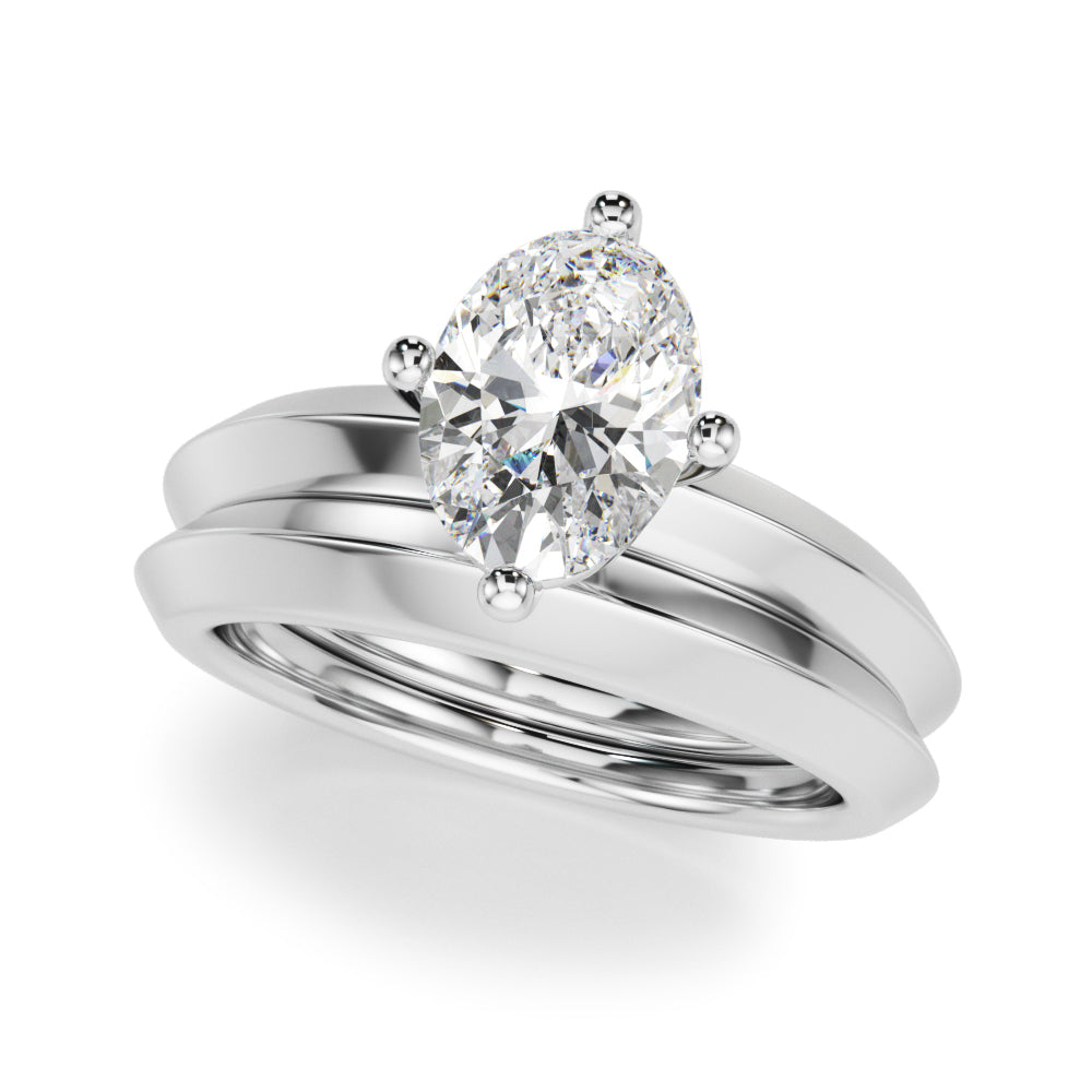 Elegant 14k Yellow Gold Knife Edge Solitaire Engagement Ring - Oval Setting (8x6mm)