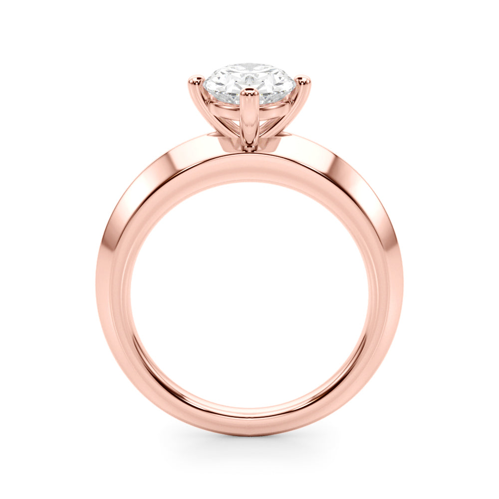 Elegant 14k Yellow Gold Knife Edge Solitaire Engagement Ring - Oval Setting (8x6mm)