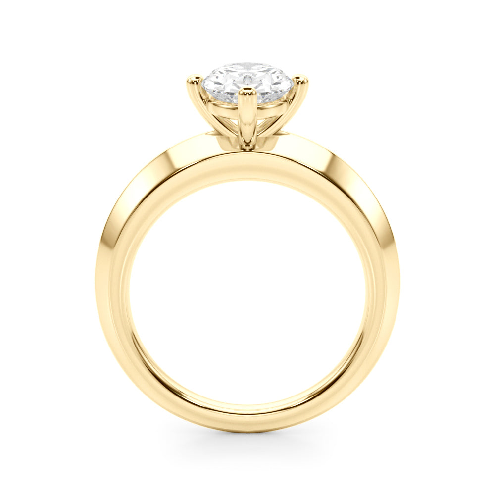 Elegant 14k Yellow Gold Knife Edge Solitaire Engagement Ring - Oval Setting (8x6mm)