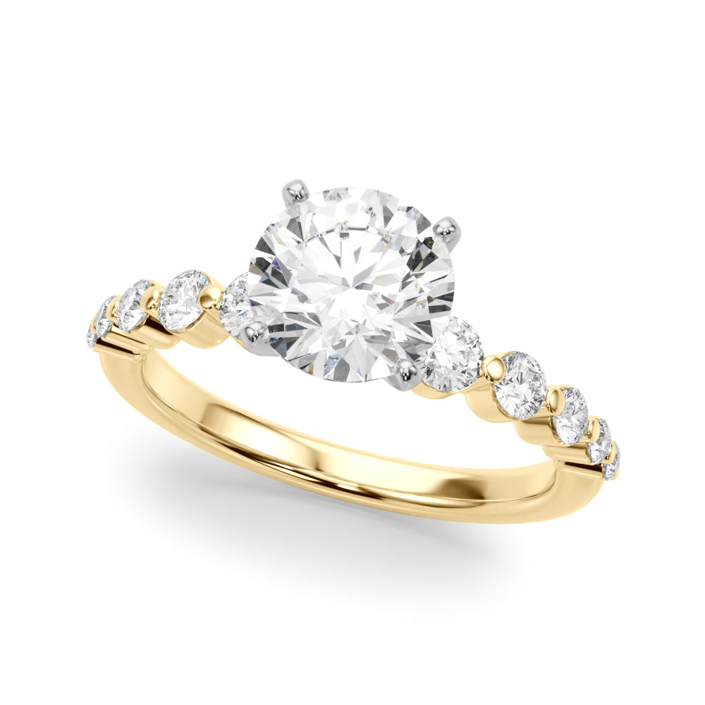 14k White Gold Solitaire Engagement Ring Setting with 1/2 ct tw SI1-SI2, G-H Diamonds