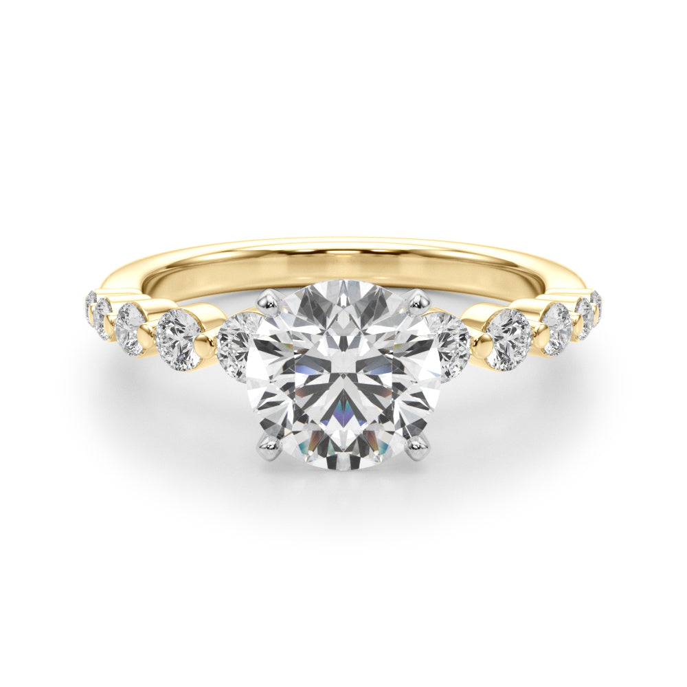 14k White Gold Solitaire Engagement Ring Setting with 1/2 ct tw SI1-SI2, G-H Diamonds