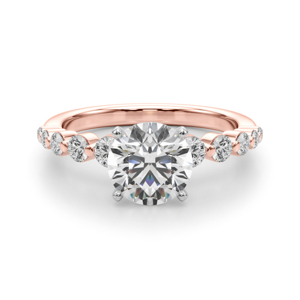 14k White Gold Solitaire Engagement Ring Setting with 1/2 ct tw SI1-SI2, G-H Diamonds