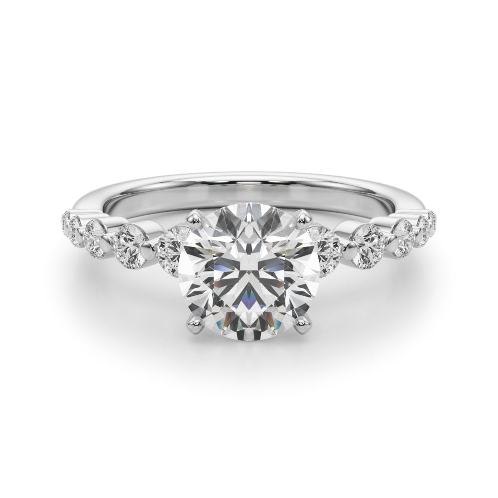 14k White Gold Solitaire Engagement Ring Setting with 1/2 ct tw SI1-SI2, G-H Diamonds