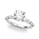 14k White Gold Solitaire Engagement Ring Setting with 1/2 ct tw SI1-SI2, G-H Diamonds