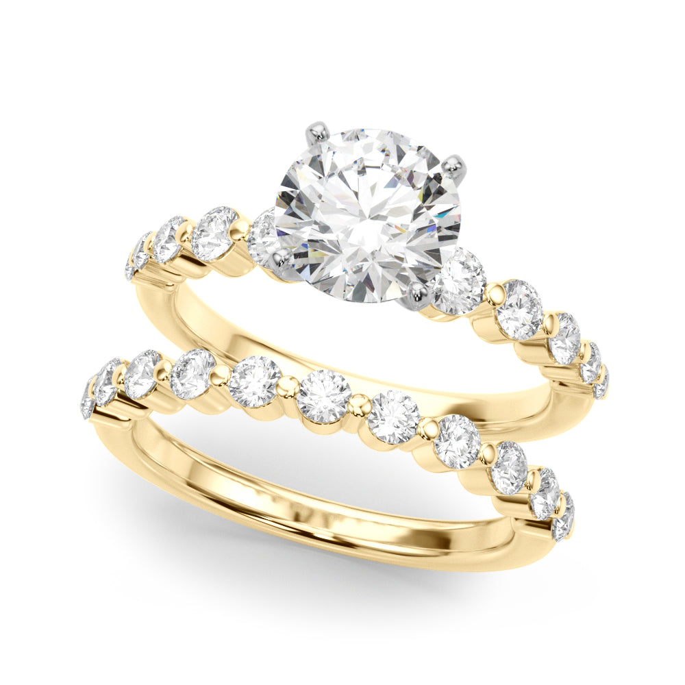 14k White Gold Solitaire Engagement Ring Setting with 1/2 ct tw SI1-SI2, G-H Diamonds