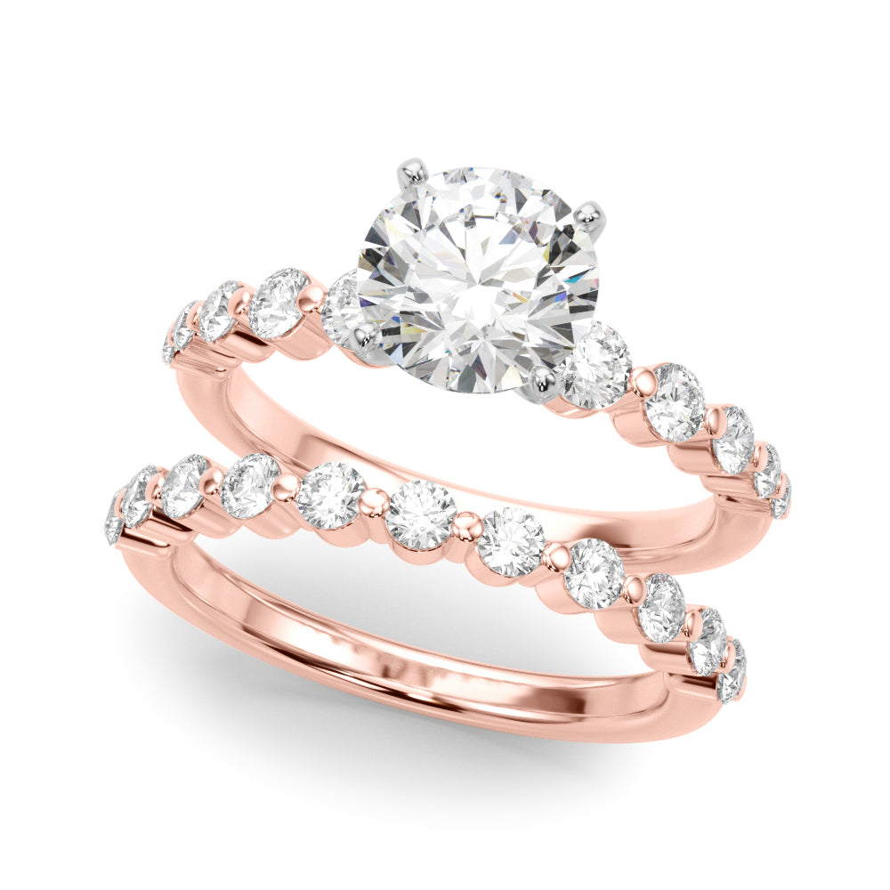 14k White Gold Solitaire Engagement Ring Setting with 1/2 ct tw SI1-SI2, G-H Diamonds