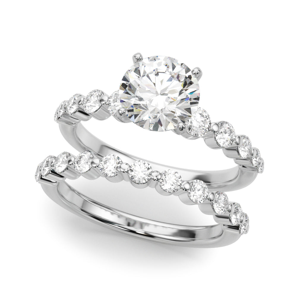 14k White Gold Solitaire Engagement Ring Setting with 1/2 ct tw SI1-SI2, G-H Diamonds