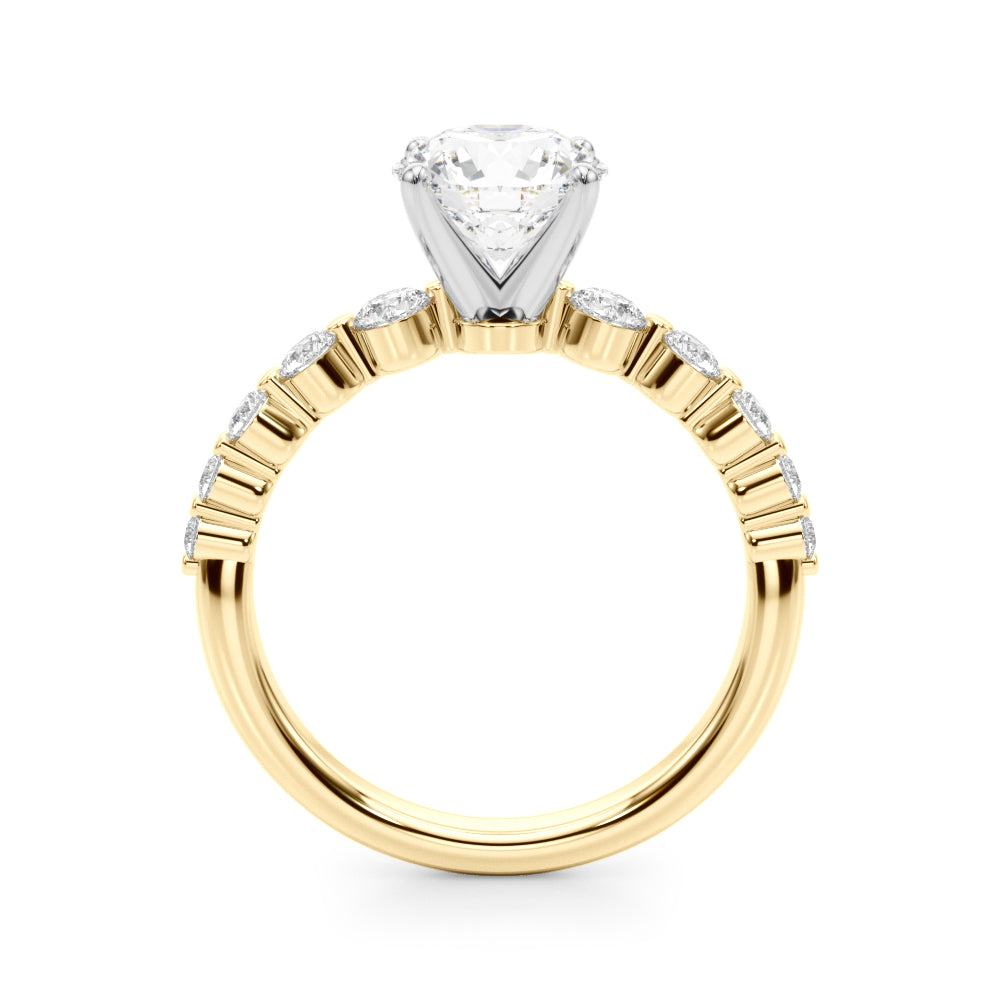14k White Gold Solitaire Engagement Ring Setting with 1/2 ct tw SI1-SI2, G-H Diamonds