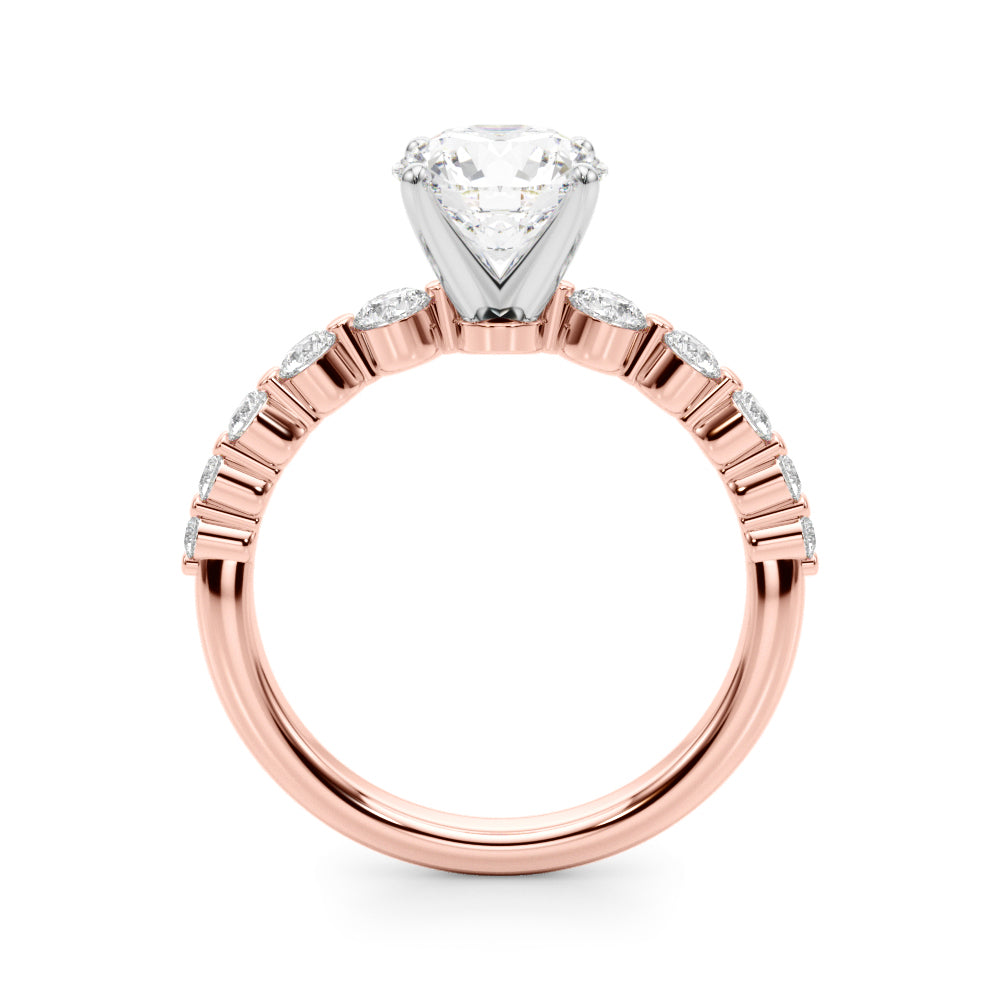 14k White Gold Solitaire Engagement Ring Setting with 1/2 ct tw SI1-SI2, G-H Diamonds