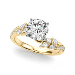 Exquisite 14kt Yellow Gold Diamond Leaf Engagement Ring - 3/8 ct tw SI1-H
