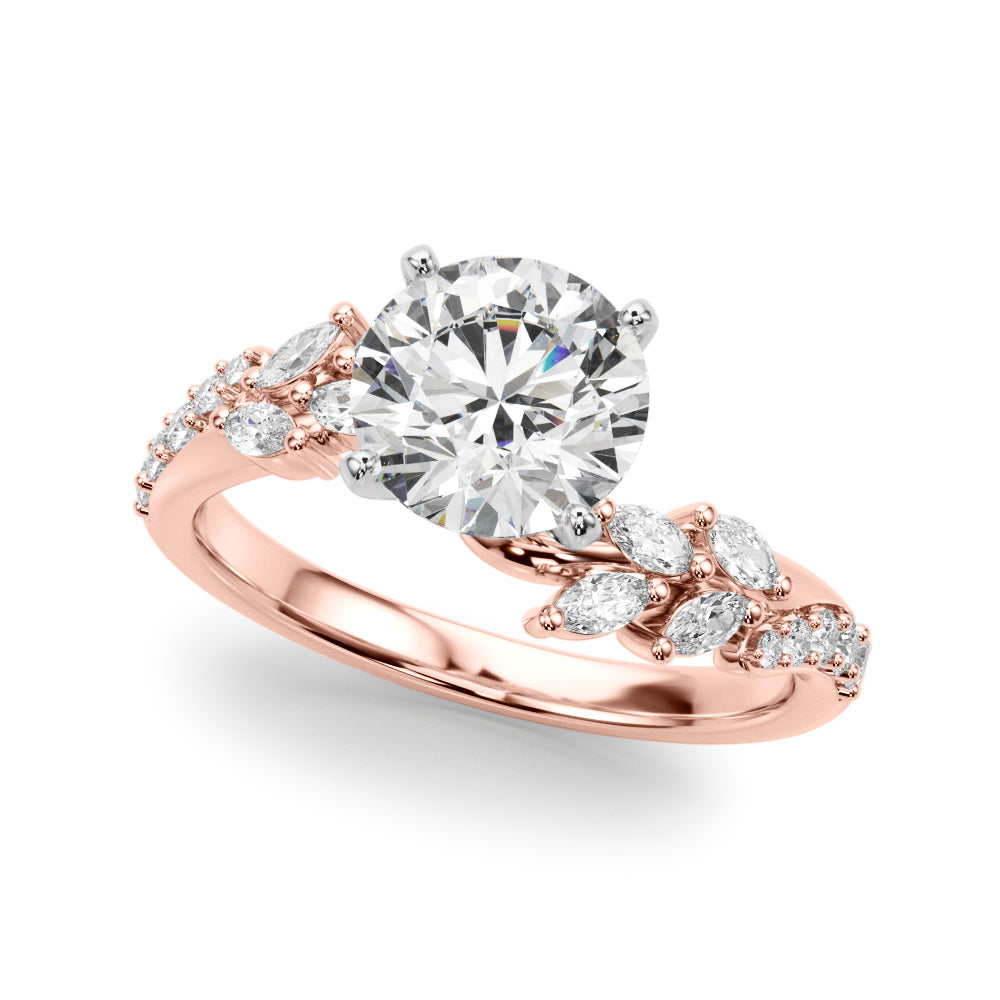 Exquisite 14kt Yellow Gold Diamond Leaf Engagement Ring - 3/8 ct tw SI1-H