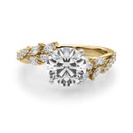 Exquisite 14kt Yellow Gold Diamond Leaf Engagement Ring - 3/8 ct tw SI1-H