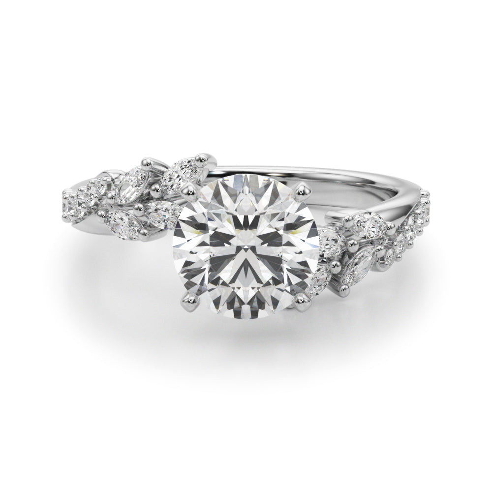 Exquisite 14kt Yellow Gold Diamond Leaf Engagement Ring - 3/8 ct tw SI1-H