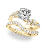 Exquisite 14kt Yellow Gold Diamond Leaf Engagement Ring - 3/8 ct tw SI1-H