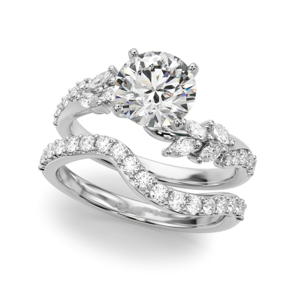 Exquisite 14kt Yellow Gold Diamond Leaf Engagement Ring - 3/8 ct tw SI1-H