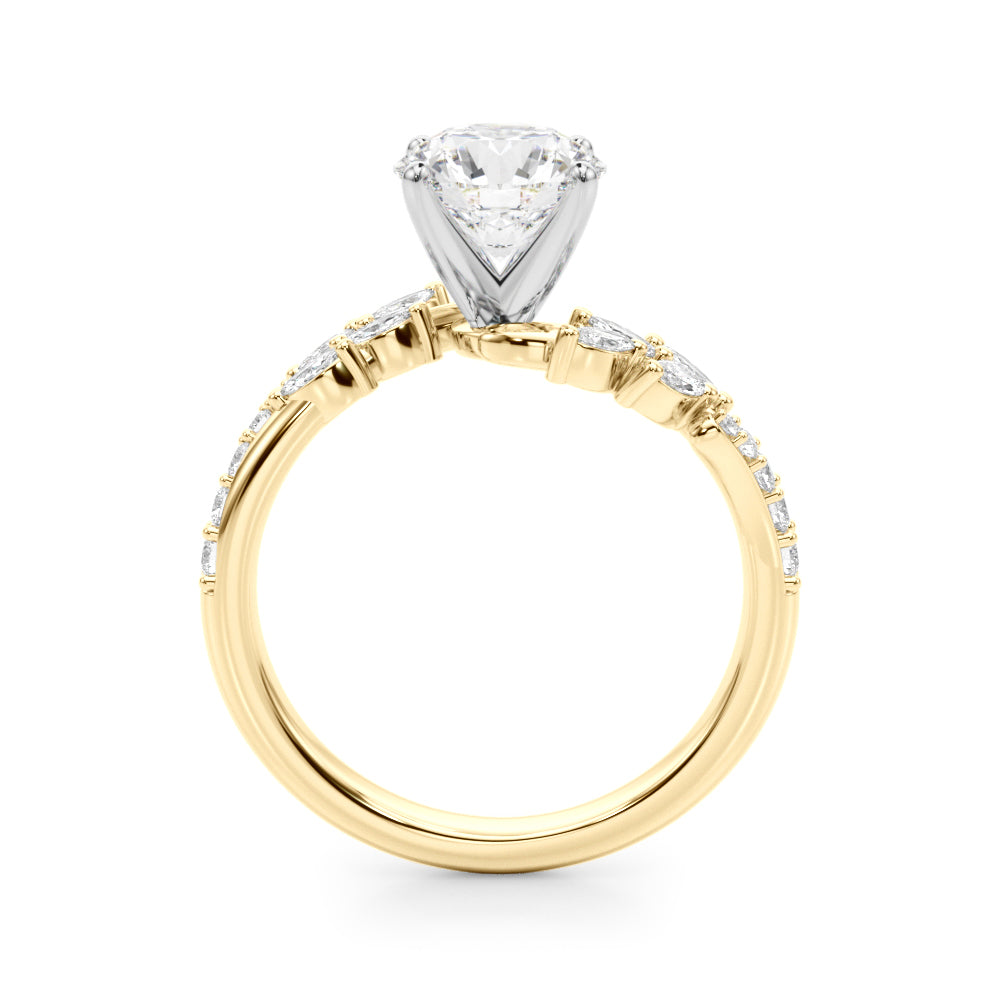 Exquisite 14kt Yellow Gold Diamond Leaf Engagement Ring - 3/8 ct tw SI1-H