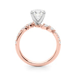 Exquisite 14kt Yellow Gold Diamond Leaf Engagement Ring - 3/8 ct tw SI1-H