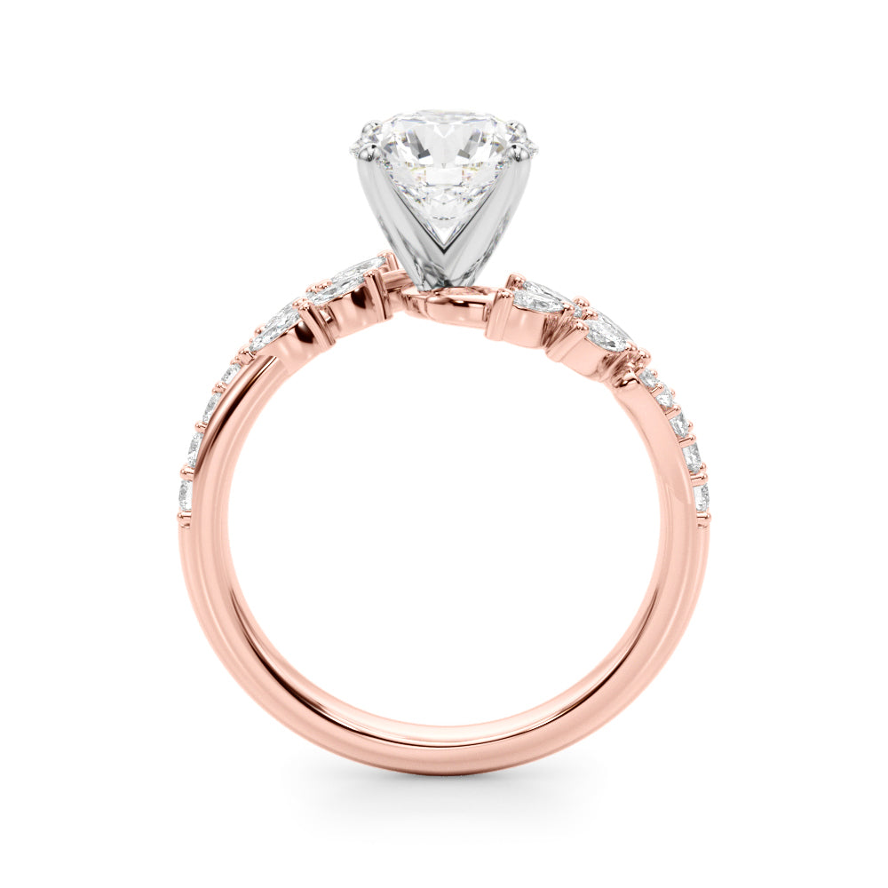 Exquisite 14kt Yellow Gold Diamond Leaf Engagement Ring - 3/8 ct tw SI1-H