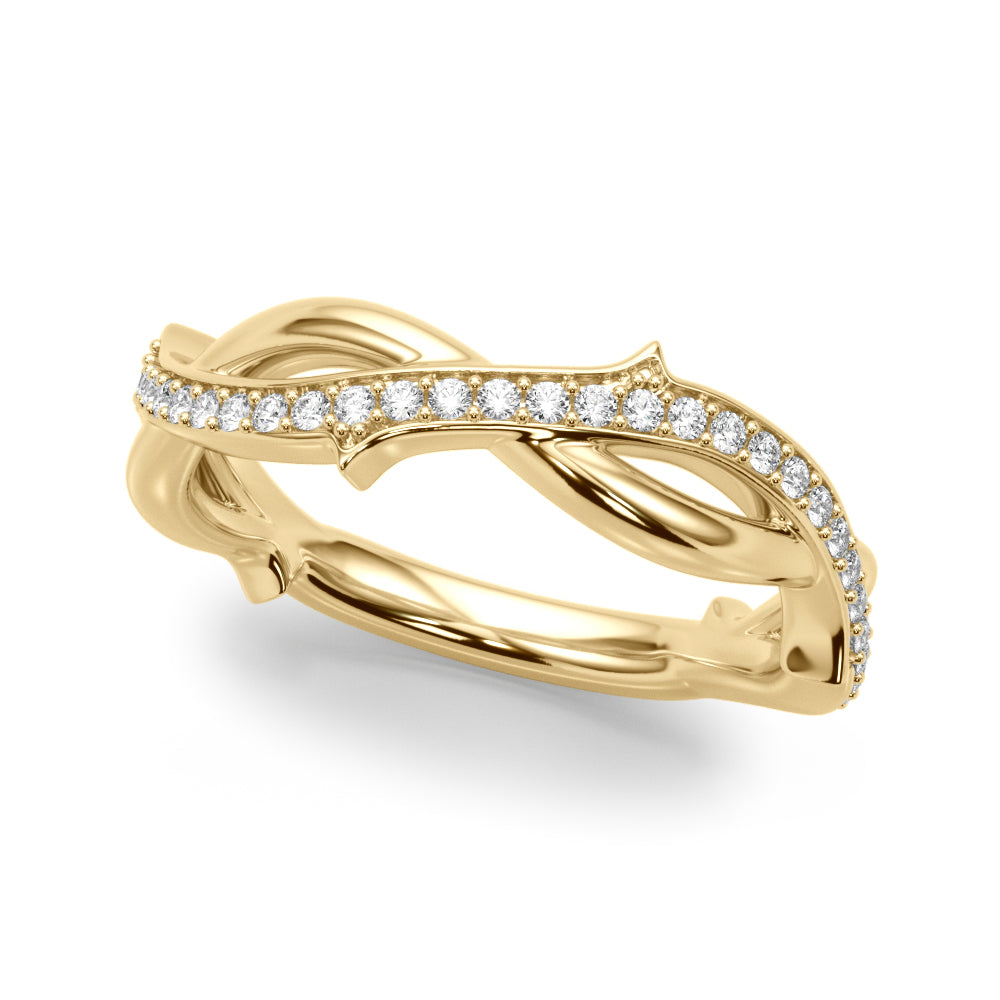Elegant 14kt Yellow Gold Twisted Wedding Band with 1/5 ct TW Diamond Accents