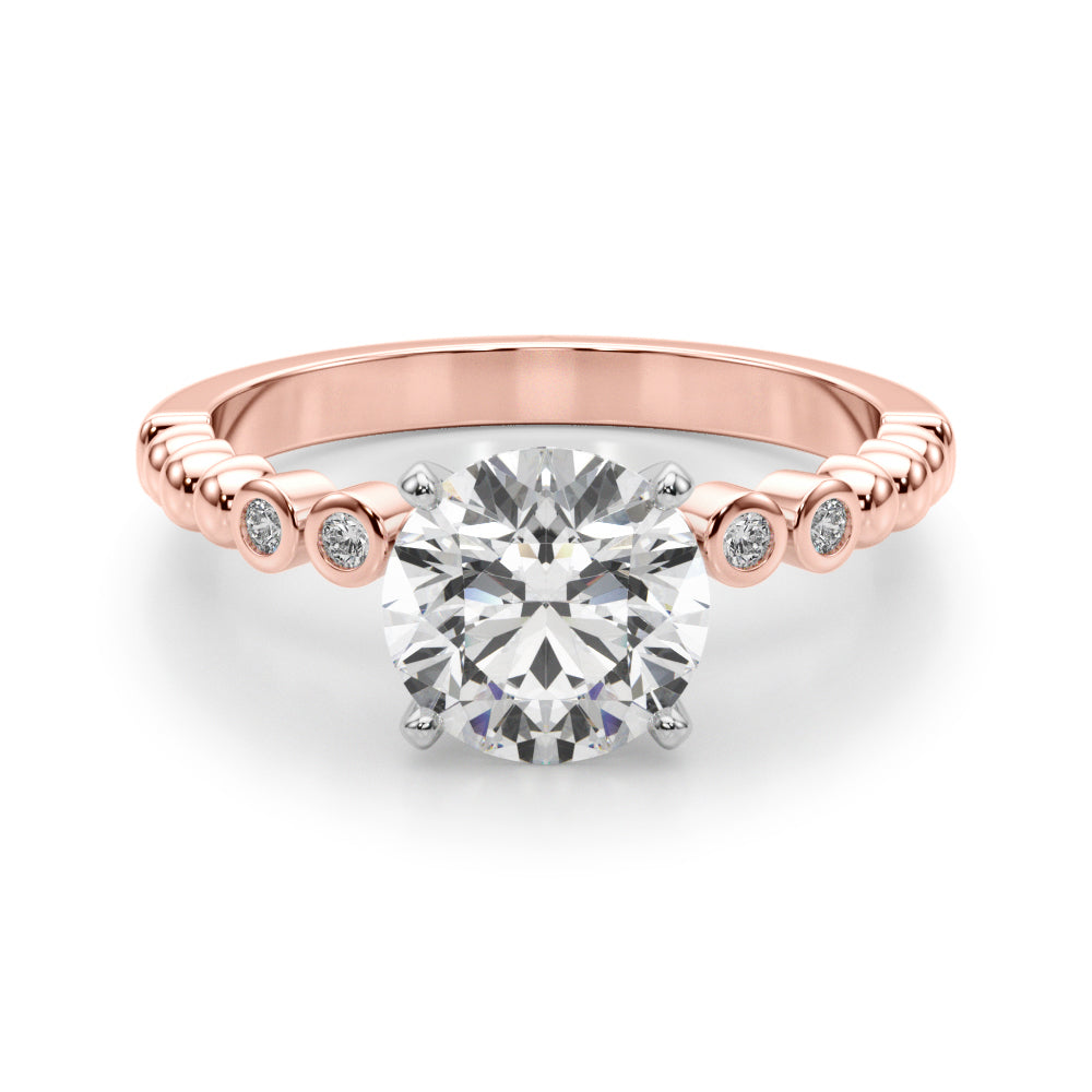 BEADED BEZEL SET ENGAGEMENT RING