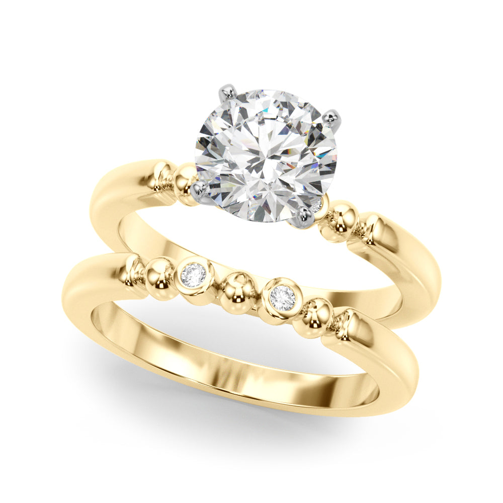 BEADED BEZEL SET ENGAGEMENT RING