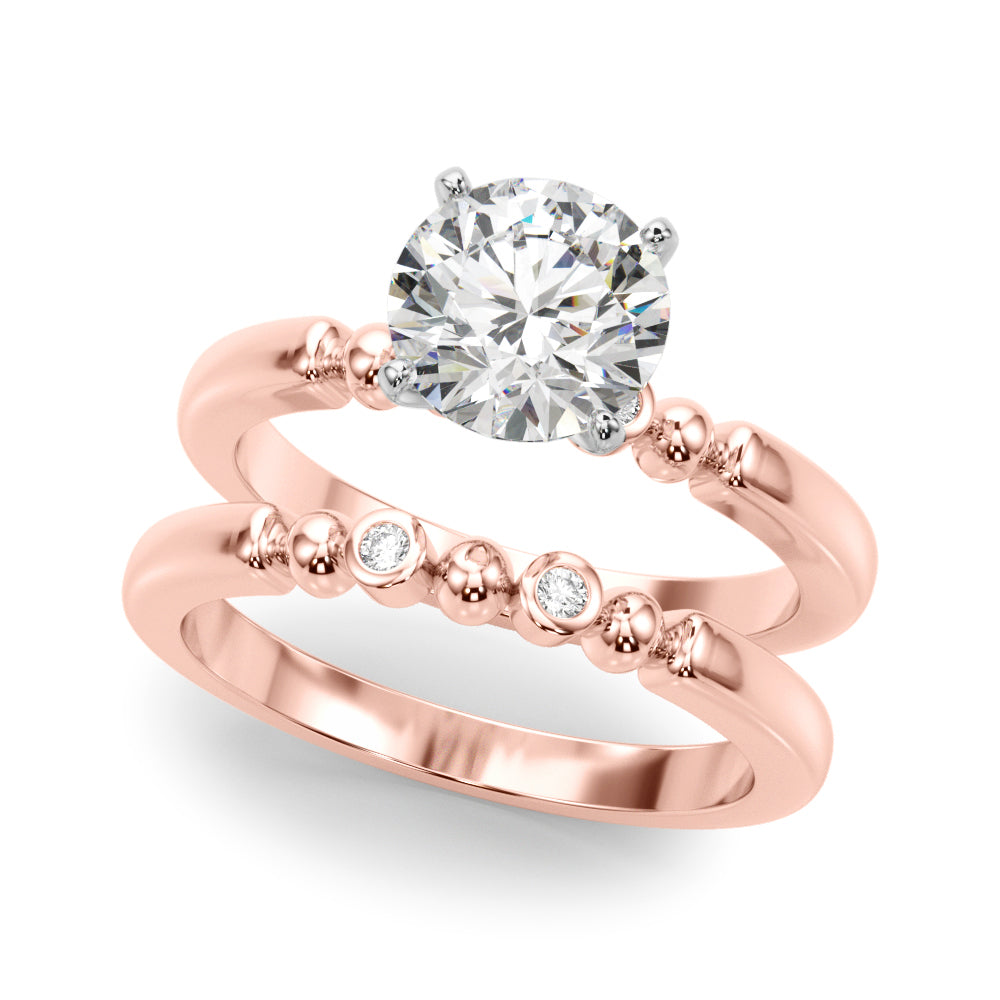 BEADED BEZEL SET ENGAGEMENT RING