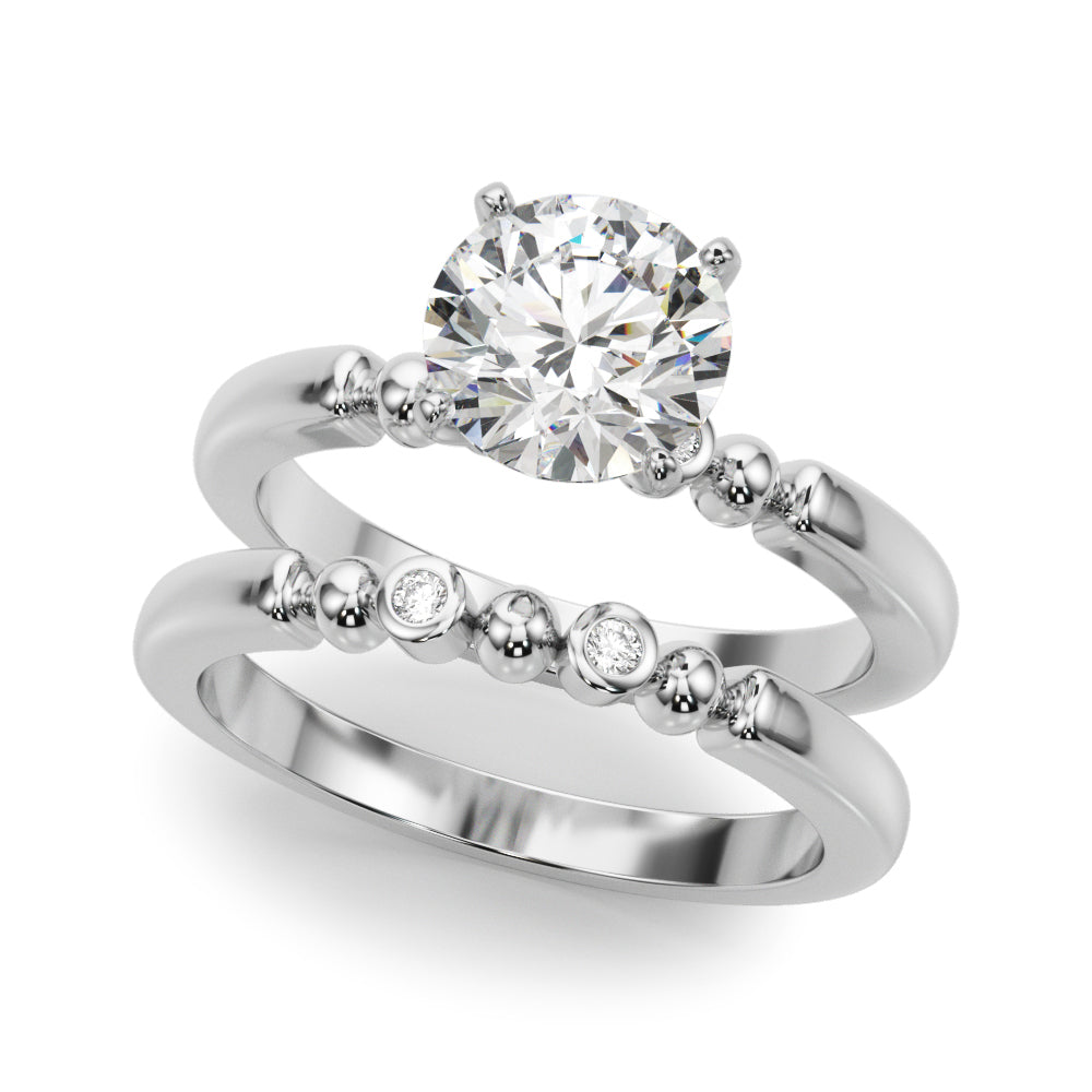 BEADED BEZEL SET ENGAGEMENT RING