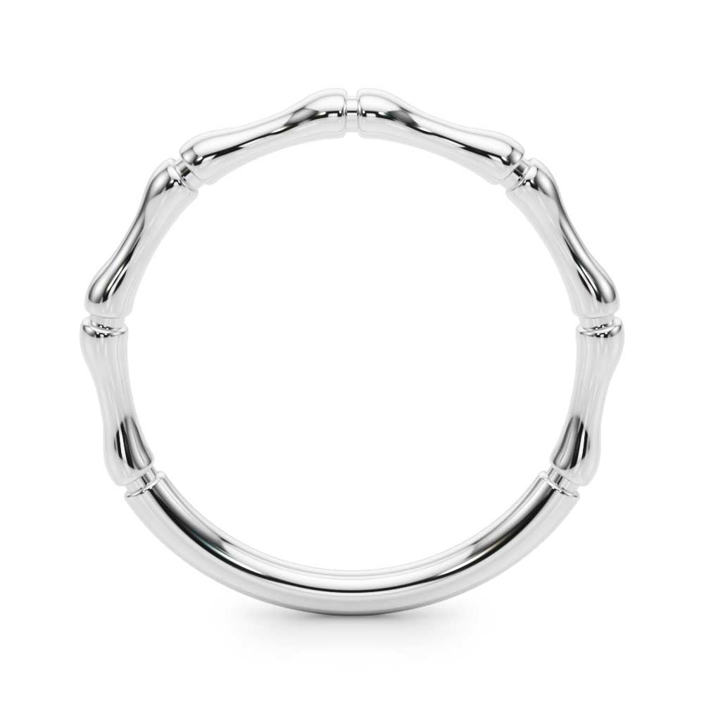 Elegant Bamboo Inlaid Wedding Band - 14kt White Gold