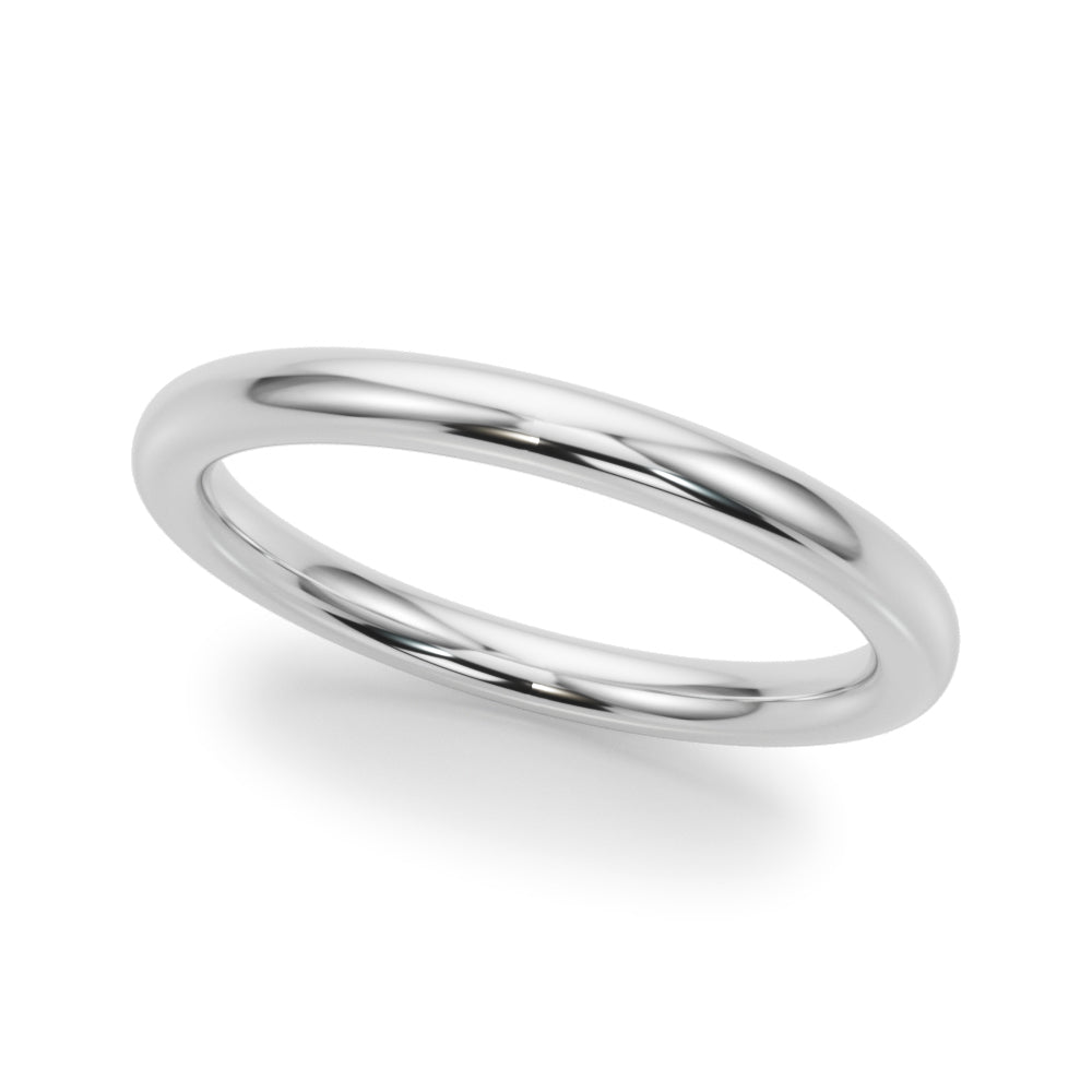 14kt White Gold Plain Polished Wedding Band - Classic Comfort Fit
